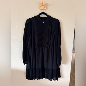 Zara NWT Black Ruffled Mini Dress